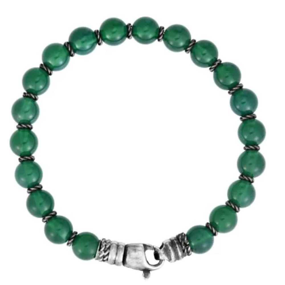 PHILLIP GAVRIEL Men's Silver & Green Agate Bead
Bracelet